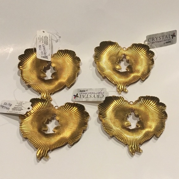 Crystal Expressions by Ganz Set of 4 decorations Gold tone - Picture 2 of 4
